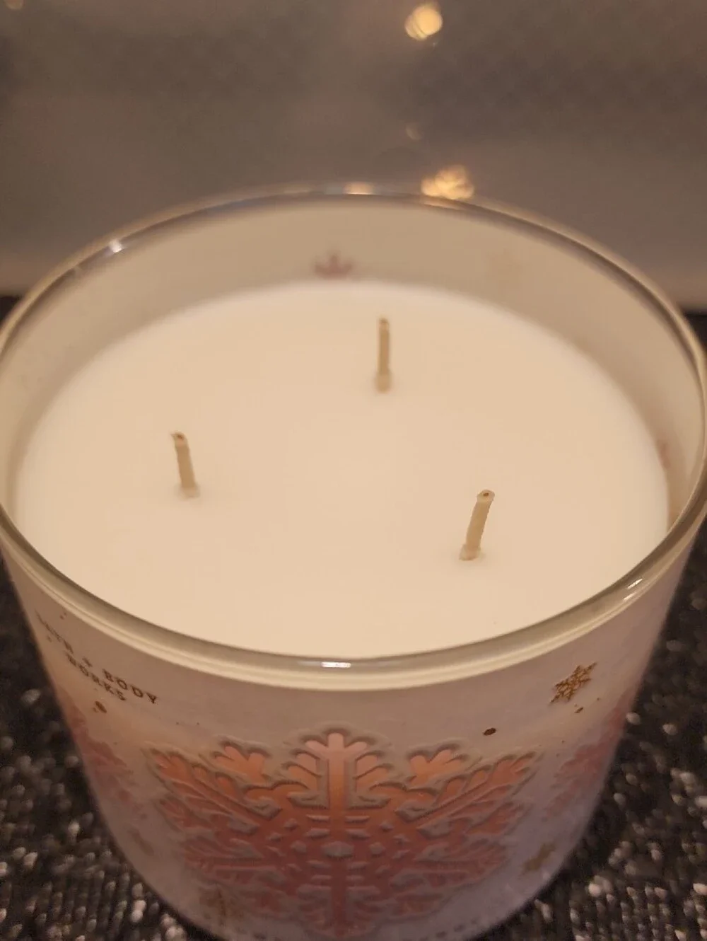 Bath & Body Works Peach & Gold Snowflake 3-Wick Candle